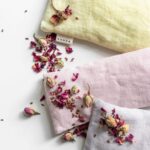 Jo’s Instagram photo_ “So when I’m not teaching I’m making my aromatherapy eye pillows 👀 I dye the linen by hand with plant based dyes, then fill them with dried…”